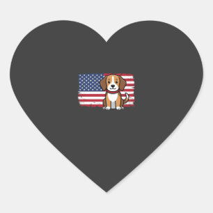 American Flag Dog Patriotic Vector Heart Sticker