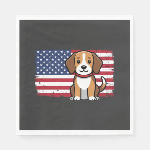American Flag Dog Patriotic Vector Napkin