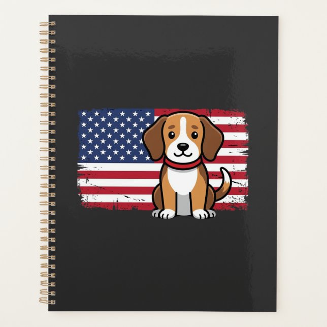 American Flag Dog Patriotic Vector Planner (Front)