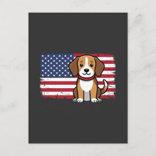 American Flag Dog Patriotic Vector Postcard