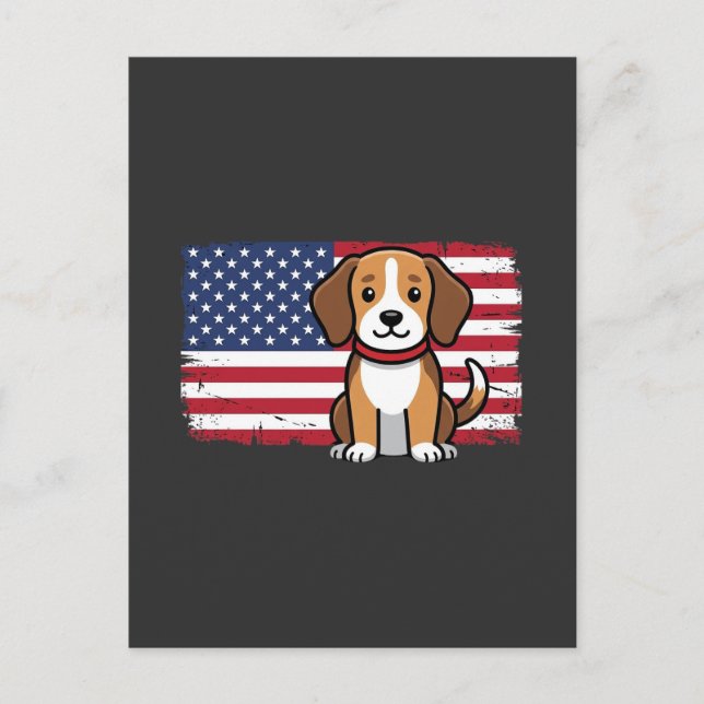 American Flag Dog Patriotic Vector Postcard (Front)