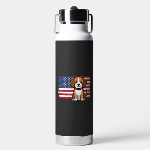 American Flag Dog Patriotic Vector Water Bottle