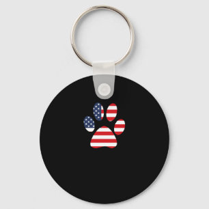 American Flag Dog Paw Key Ring