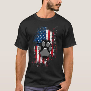American Flag Dog Paw Or Cat Paw Independence Day T-Shirt