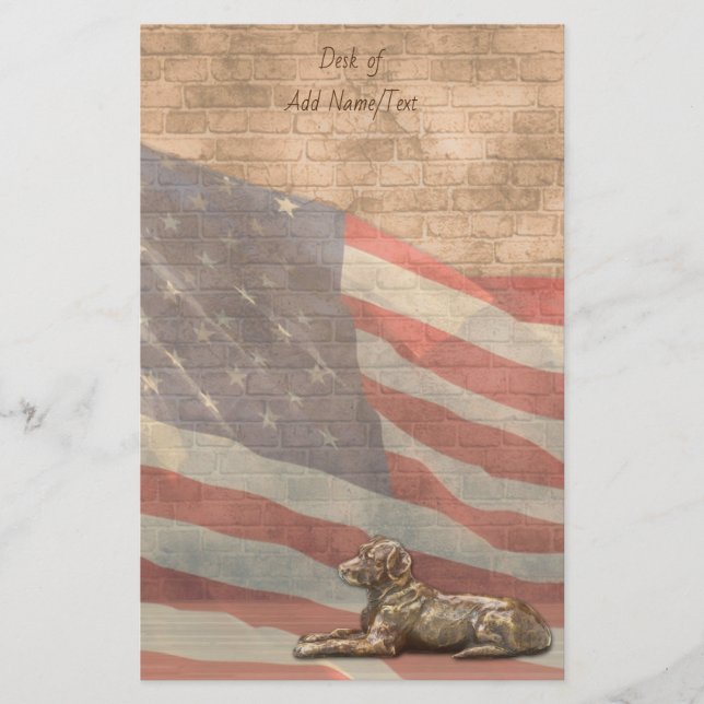 American Flag Dog Stationary Stationery (Front)