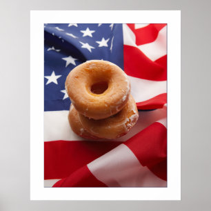 American Flag & donuts Design Poster/print 23x29 Poster