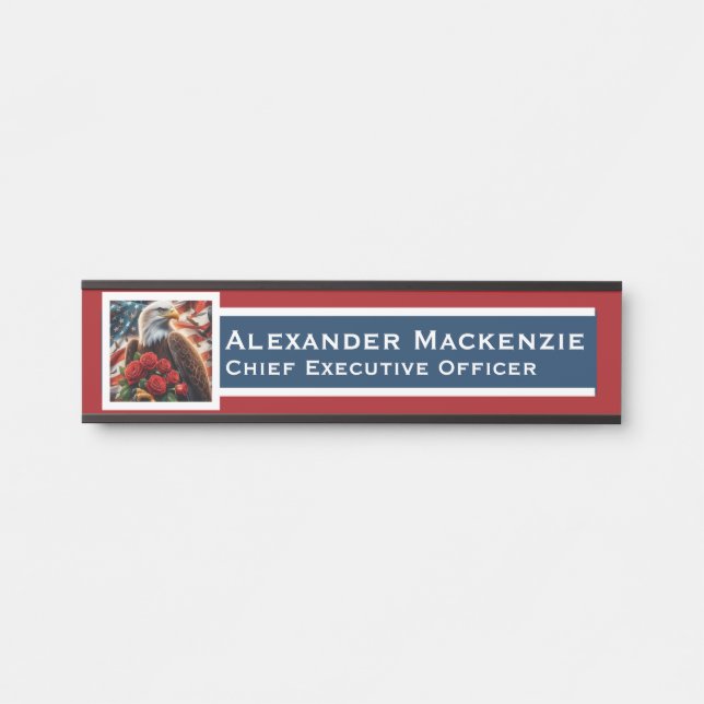 American Flag Door Sign Signs Office Name Plate (Front)