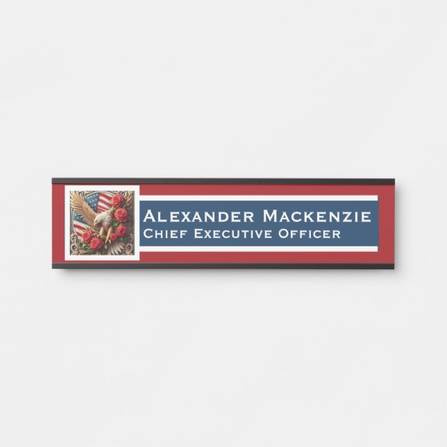 American Flag Door Sign Signs Office Name Plate (Front)
