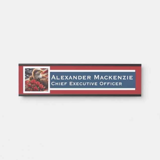 American Flag Door Sign Signs Office Name Plate (Front)