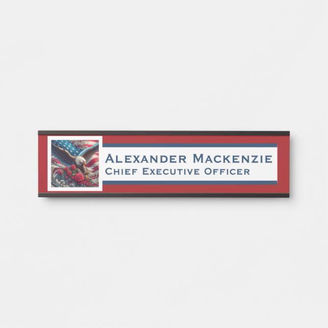 American Flag Door Sign Signs Office Name Plate (Front)