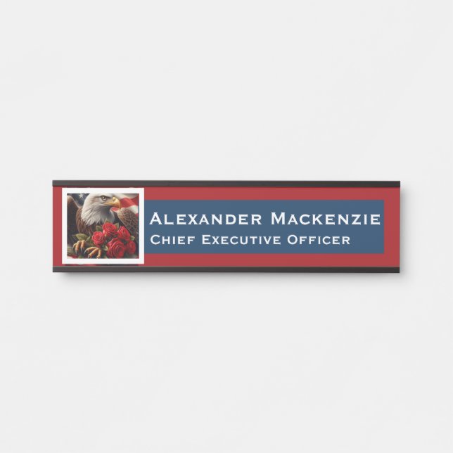 American Flag Door Sign Signs Office Name Plate (Front)