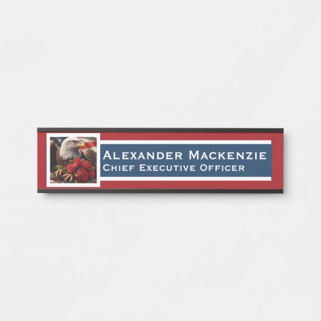 American Flag Door Sign Signs Office Name Plate (Front)