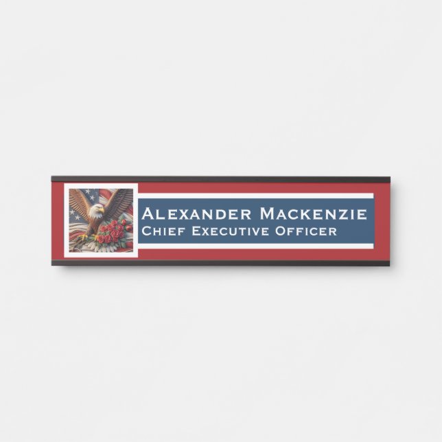 American Flag Door Sign Signs Office Name Plate (Front)
