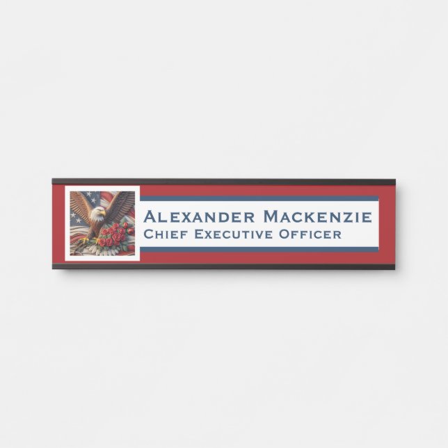 American Flag Door Sign Signs Office Name Plate (Front)