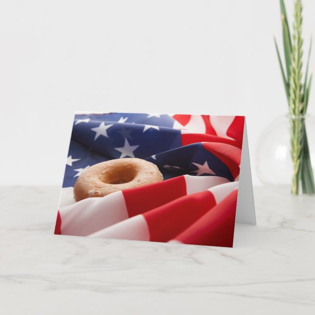 American Flag & Doughnut Greeting Card (Front)