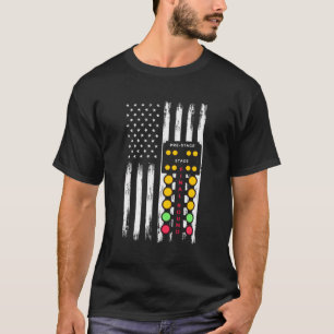 American Flag Drag Racing Strip Tree Light Dragste T-Shirt