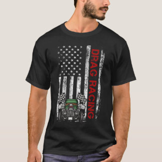 American Flag Drag Racing Strip Tree Light for Dra T-Shirt