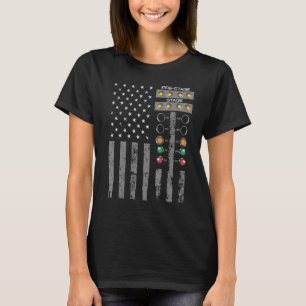 American Flag Drag Racing Strip Tree Light for Dra T-Shirt