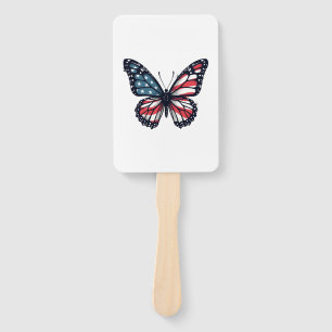 American Flag Dragonfly Patriotic 4th of July Red Hand Fan