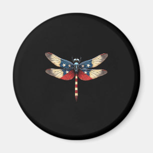 American Flag Dragonfly Patriotic 4th of July Red Magnet