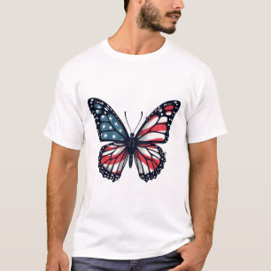 American Flag Dragonfly Patriotic 4th of July Red  T-Shirt