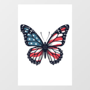 American Flag Dragonfly Patriotic 4th of July Red Window Cling