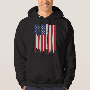 American Flag Dripping Paint Graffiti USA Patrioti Hoodie