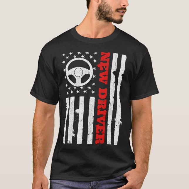 American Flag Driver s License USA Driving Teen Ne T-Shirt (Front)
