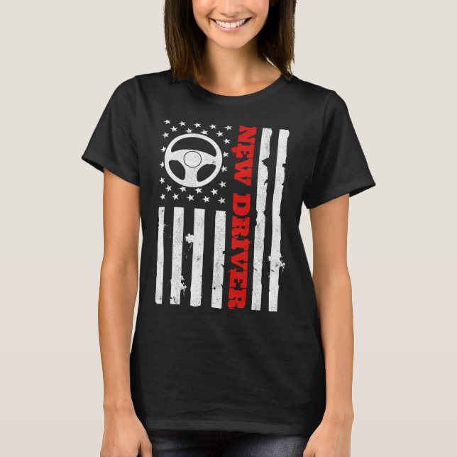 American Flag Driver s License USA Driving Teen Ne T-Shirt (Front)