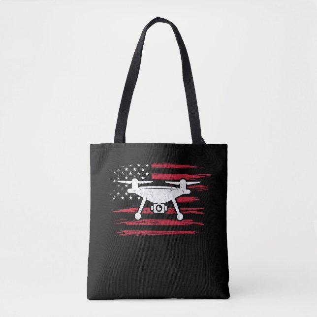 American Flag Drone Pilot USA Drone Operator Tote Bag (Front)