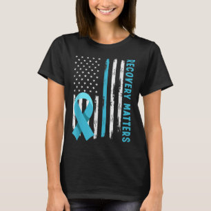 American Flag Drug Alcohol Addiction Recovery Awar T-Shirt