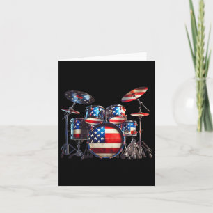 American Flag Drum Drumset 4th Of July Usa Patriot Card