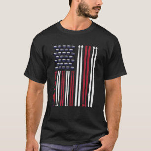 American Flag Drummer Drumsticks Drums Vintage T-Shirt