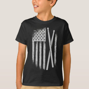 American Flag Drumsticks Usa Drummers Vintage Drum T-Shirt