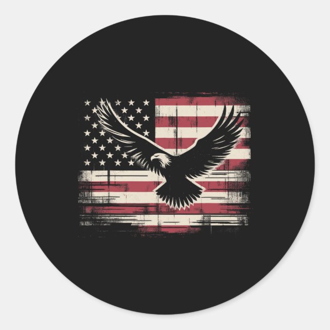 American Flag Eagle 4th Of July  Classic Round Sticker (Front)