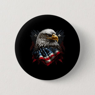 American Flag Eagle 4th Of July Independence Day P 6 Cm Round Badge