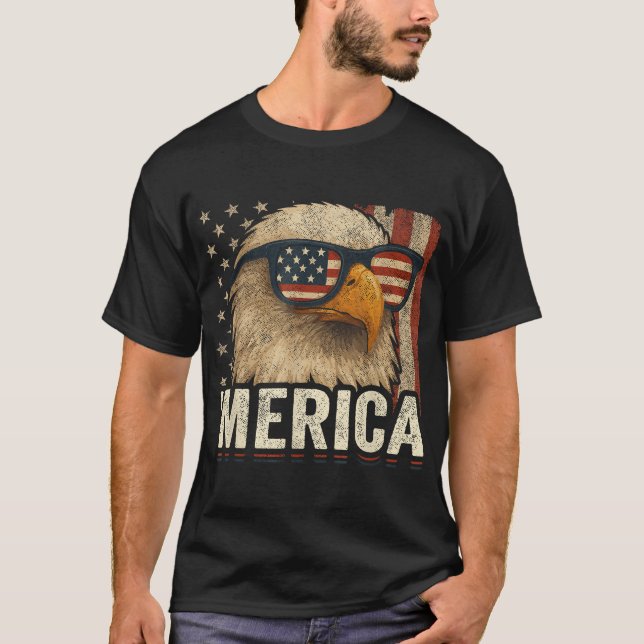 American Flag Eagle  4Th Of July Usa  Bald Eagle  T-Shirt (Front)