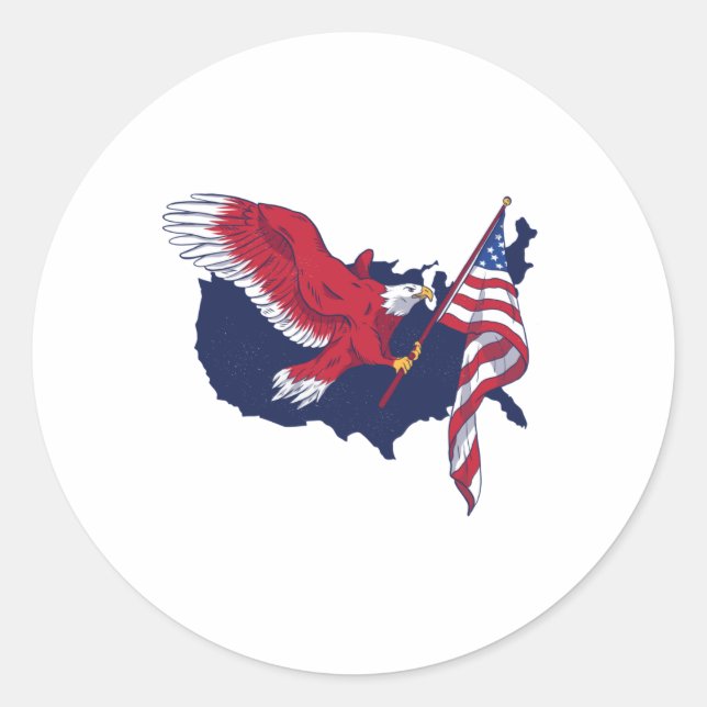 American flag eagle classic round sticker (Front)