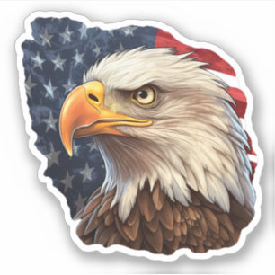 American Flag Eagle Contour Kiss-Cut Sticker