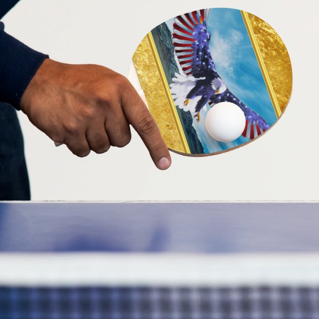 American flag Eagle flying in the sky gold foil Ping Pong Paddle (Insitu)