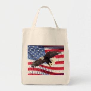American Flag & Eagle Grocery Tote Bag