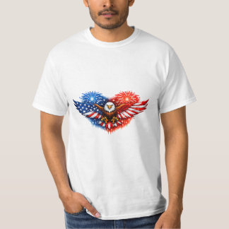 American Flag Eagle Heart Fireworks Patriotic 4th  T-Shirt