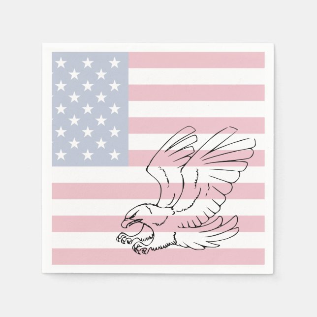 American Flag Eagle Patriotic Paper Napkins (Front)