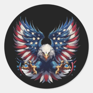 American flag eagle,Patriotic Sublimation Clipart Classic Round Sticker