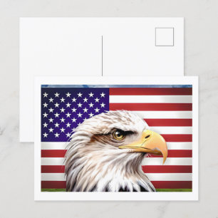 American Flag Eagle Patriotic USA Postcard