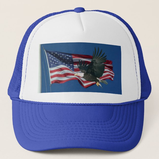 American Flag & Eagle Trucker Hat (Front)