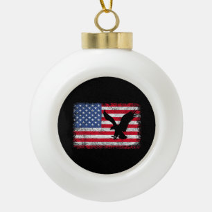 American Flag Eagle USA Ceramic Ball Christmas Ornament