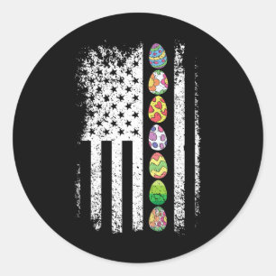 American Flag Easter Egg Hunting Cool Patriotic Sp Classic Round Sticker
