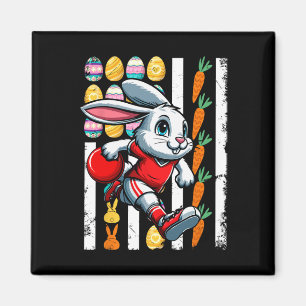 American Flag Easter Eggs Bunny Playing Bowling Pl Magnet