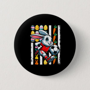 American flag easter eggs bunny playing soccer pla 6 cm round badge